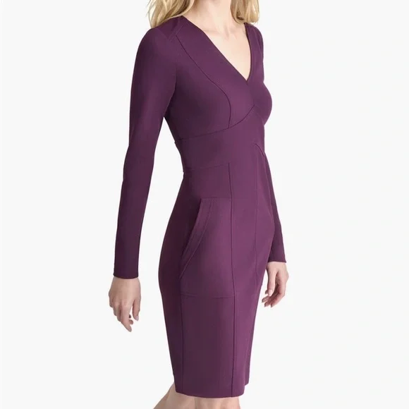 DKNY Elegant Purple Long Sleeve Dress - Picture 2 of 11